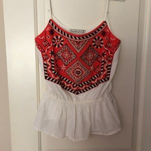 Abercrombie & Fitch embroidered peplum top